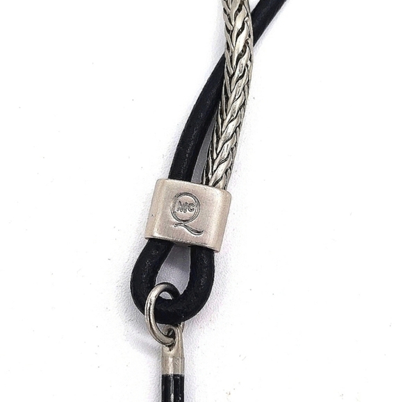 Alexander McQueen 26" Leather Cord Stainless Silver Combination Pendant Necklace - Picture 4 of 6